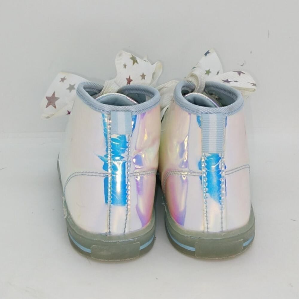 JoJo Siwa Designer Girls Pre-owned Translucent Silver w/Bow Sneakers - sz. 13 - Picture 4 of 5